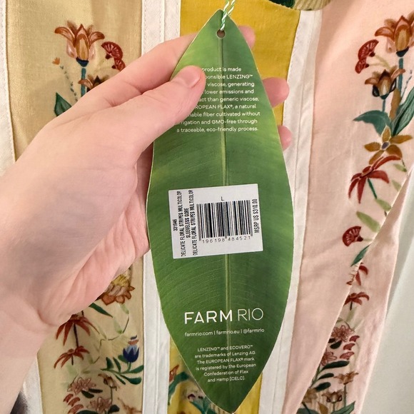 New W Mark Farm Rio Multicolor Delicate Floral Stripes Linen Maxi Dress Large - Picture 7 of 11